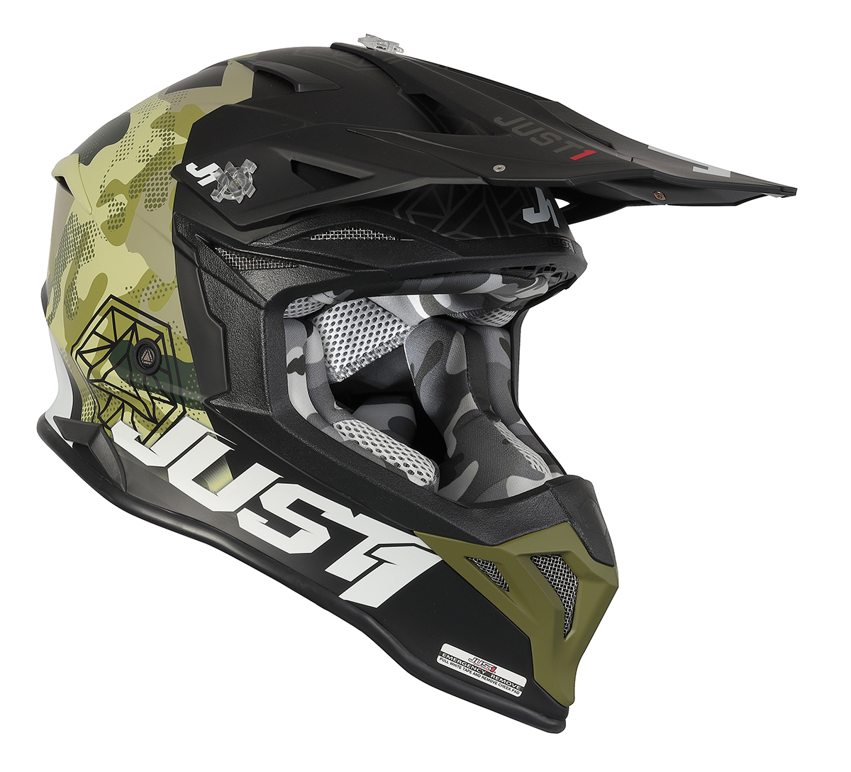 JUST1 Helmet J39 Kinetic Green Camo/Black 60-L